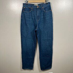 Madewell Baggy Straight Jeans Size 28 Dark Worn Indigo Wash High Rise Slouchy